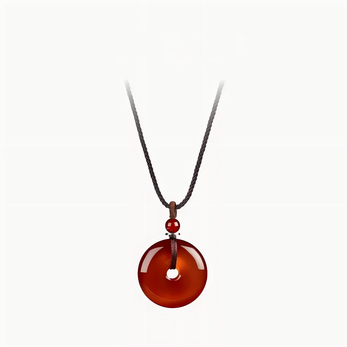 White Chalcedony Pi Disc Pendant Necklace – Chinese Lucky Charm Jewelry Gift for Mom