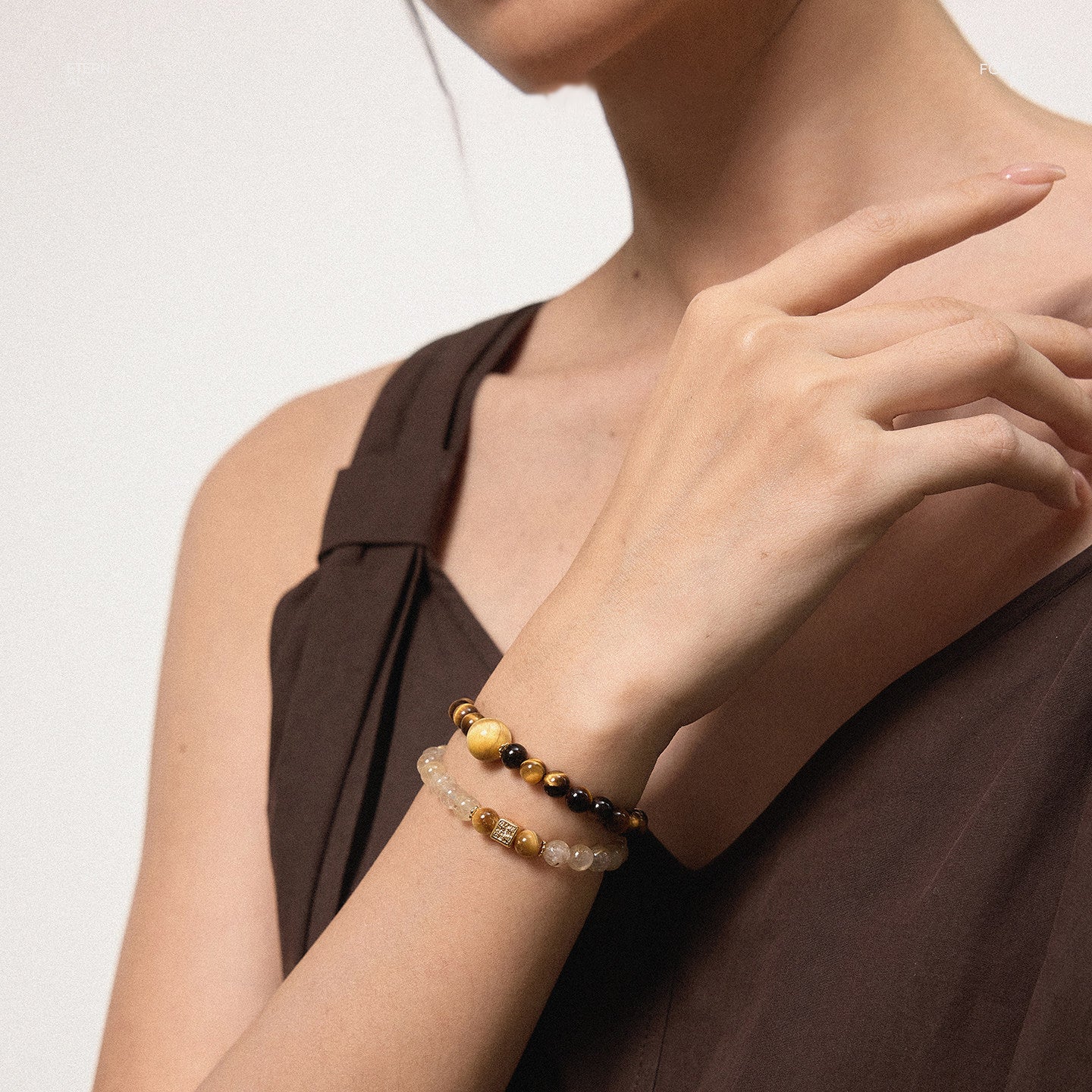 Natural Golden Rutilated Quartz & Yellow Tiger Eye Bracelet – Feng Shui Wealth & Luck Crystal Jewelry