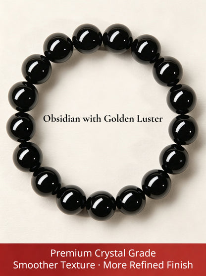 Natural Black Obsidian Bracelet for Men – Crystal Jewelry Father's Day Gift for Dad