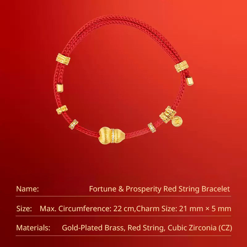 Fortune & Prosperity Cinnabar Red String Bracelet with Gourd Charm | Chinese Inspired Jewelry Gift for Women