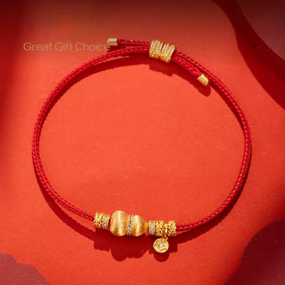 Fortune & Prosperity Cinnabar Red String Bracelet with Gourd Charm | Chinese Inspired Jewelry Gift for Women