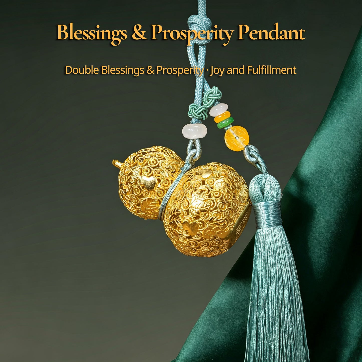 Copper Hulu Gourd Bag Charm - Chinese Filigree Lucky Pendant with Prosperity Symbol for Birthday Gift