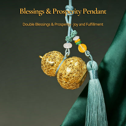 Copper Hulu Gourd Bag Charm - Chinese Filigree Lucky Pendant with Prosperity Symbol for Birthday Gift