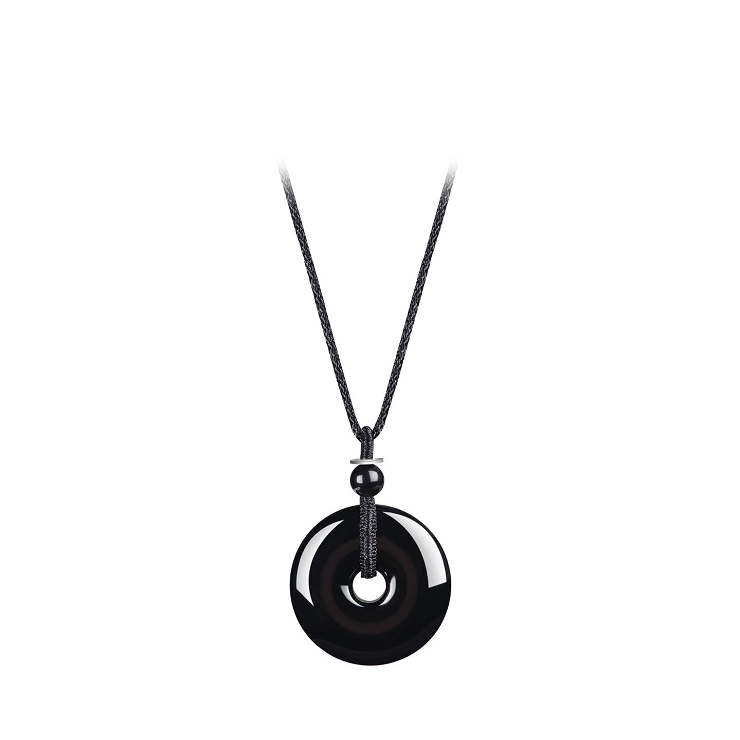 White Chalcedony Pi Disc Pendant Necklace – Chinese Lucky Charm Jewelry Gift for Mom