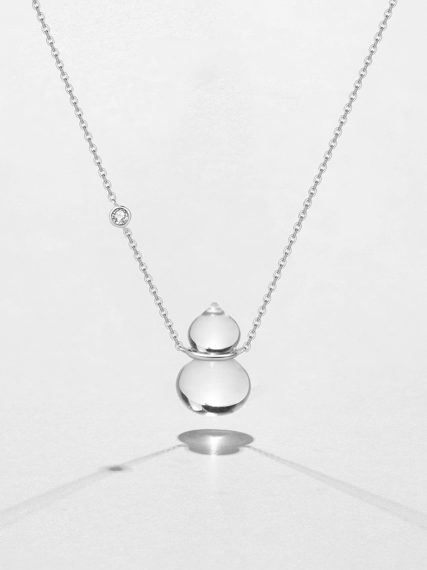 Natural Clear Quartz Hulu Gourd Pendant Necklace - 925 Sterling Silver Chinese Lucky Charm Gift for Her