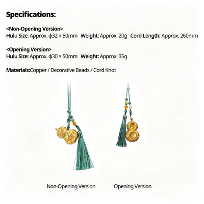 Copper Hulu Gourd Bag Charm - Chinese Filigree Lucky Pendant with Prosperity Symbol for Birthday Gift