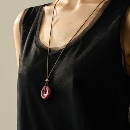White Chalcedony Pi Disc Pendant Necklace – Chinese Lucky Charm Jewelry Gift for Mom