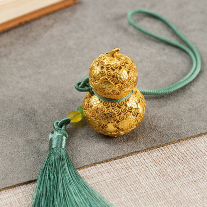 Copper Hulu Gourd Bag Charm - Chinese Filigree Lucky Pendant with Prosperity Symbol for Birthday Gift