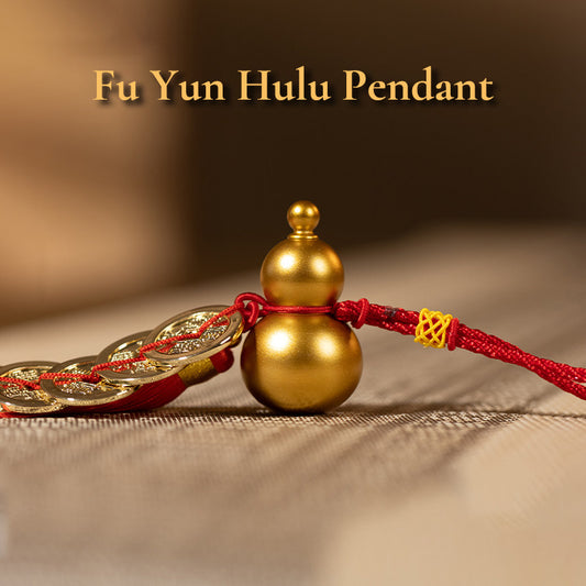 Chinese Five Emperor Coins & Copper Hulu Gourd Hanging Charm - Feng Shui Lucky Home Decoration Pendant