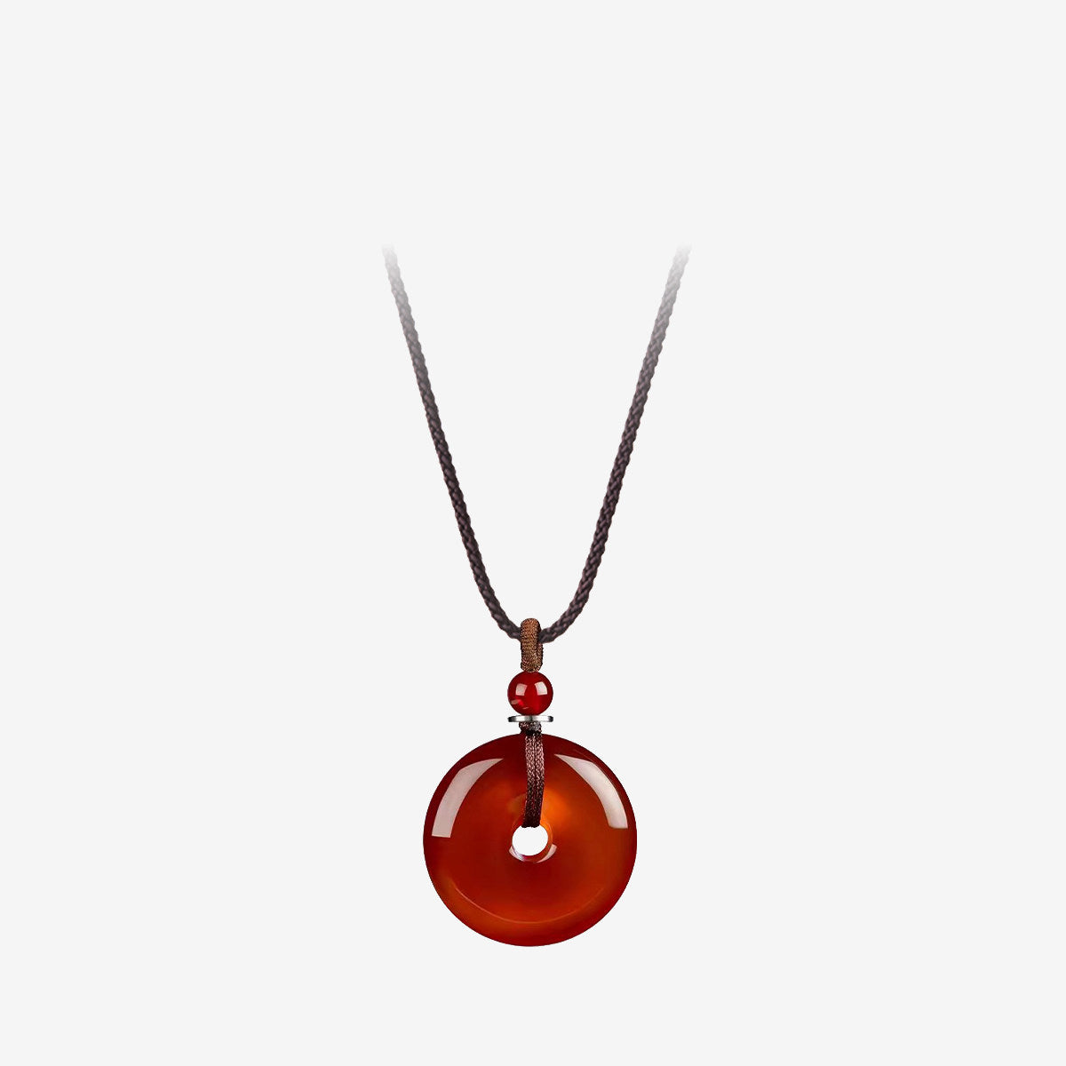 White Chalcedony Pi Disc Pendant Necklace – Chinese Lucky Charm Jewelry Gift for Mom