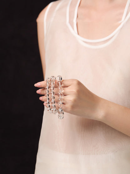 Natural Clear Quartz Super Seven Bracelet – Minimalist Crystal Beaded Jewelry for Women