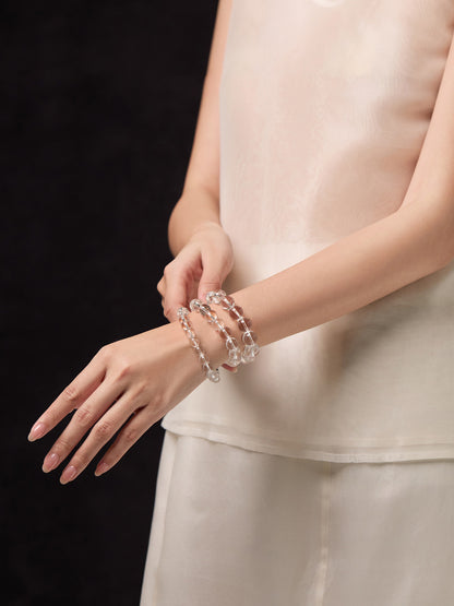 Natural Clear Quartz Super Seven Bracelet – Minimalist Crystal Beaded Jewelry for Women