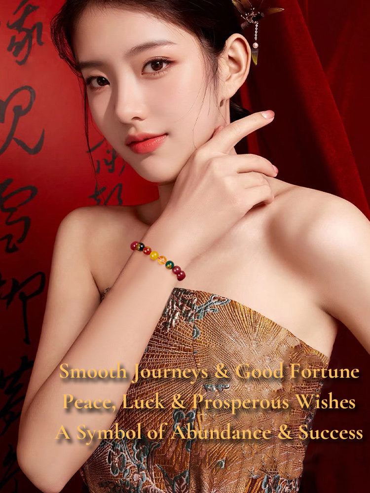 Five Wealth Gods Cinnabar Bracelet – Chinese Feng Shui Prosperity Charm with Agate Bead