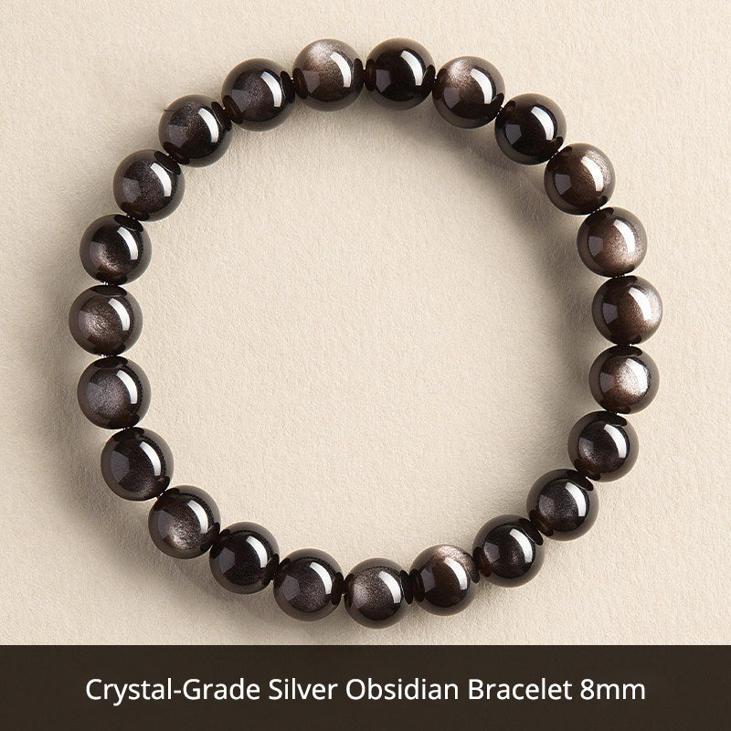Natural Black Obsidian Bracelet for Men – Crystal Jewelry Father's Day Gift for Dad