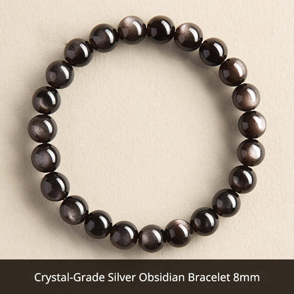 Natural Black Obsidian Bracelet for Men – Crystal Jewelry Father's Day Gift for Dad