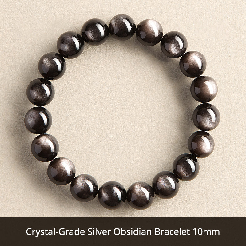 Natural Black Obsidian Bracelet for Men – Crystal Jewelry Father's Day Gift for Dad
