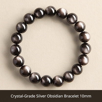 Natural Black Obsidian Bracelet for Men – Crystal Jewelry Father's Day Gift for Dad