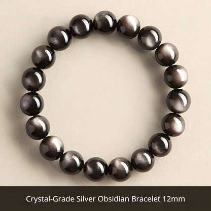 Natural Black Obsidian Bracelet for Men – Crystal Jewelry Father's Day Gift for Dad