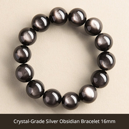 Natural Black Obsidian Bracelet for Men – Crystal Jewelry Father's Day Gift for Dad