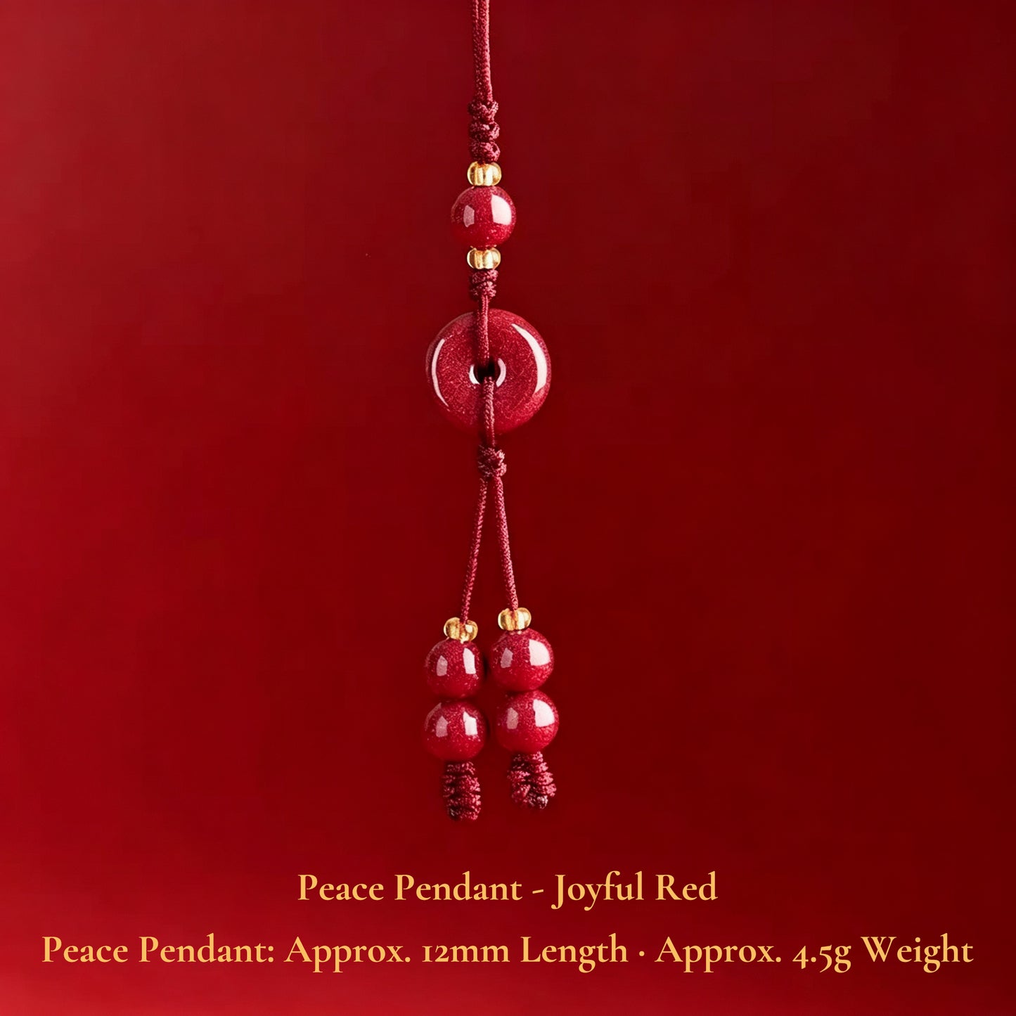 High Purity Cinnabar Pendant Charm - Chinese Feng Shui Lucky Car Keychain with Peace Pendant, Hulu Gourd & Pi Xiu Protection Charm