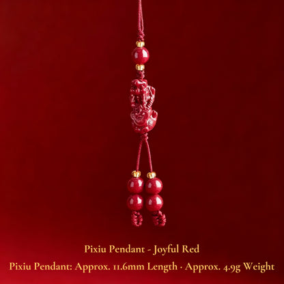 High Purity Cinnabar Pendant Charm - Chinese Feng Shui Lucky Car Keychain with Peace Pendant, Hulu Gourd & Pi Xiu Protection Charm