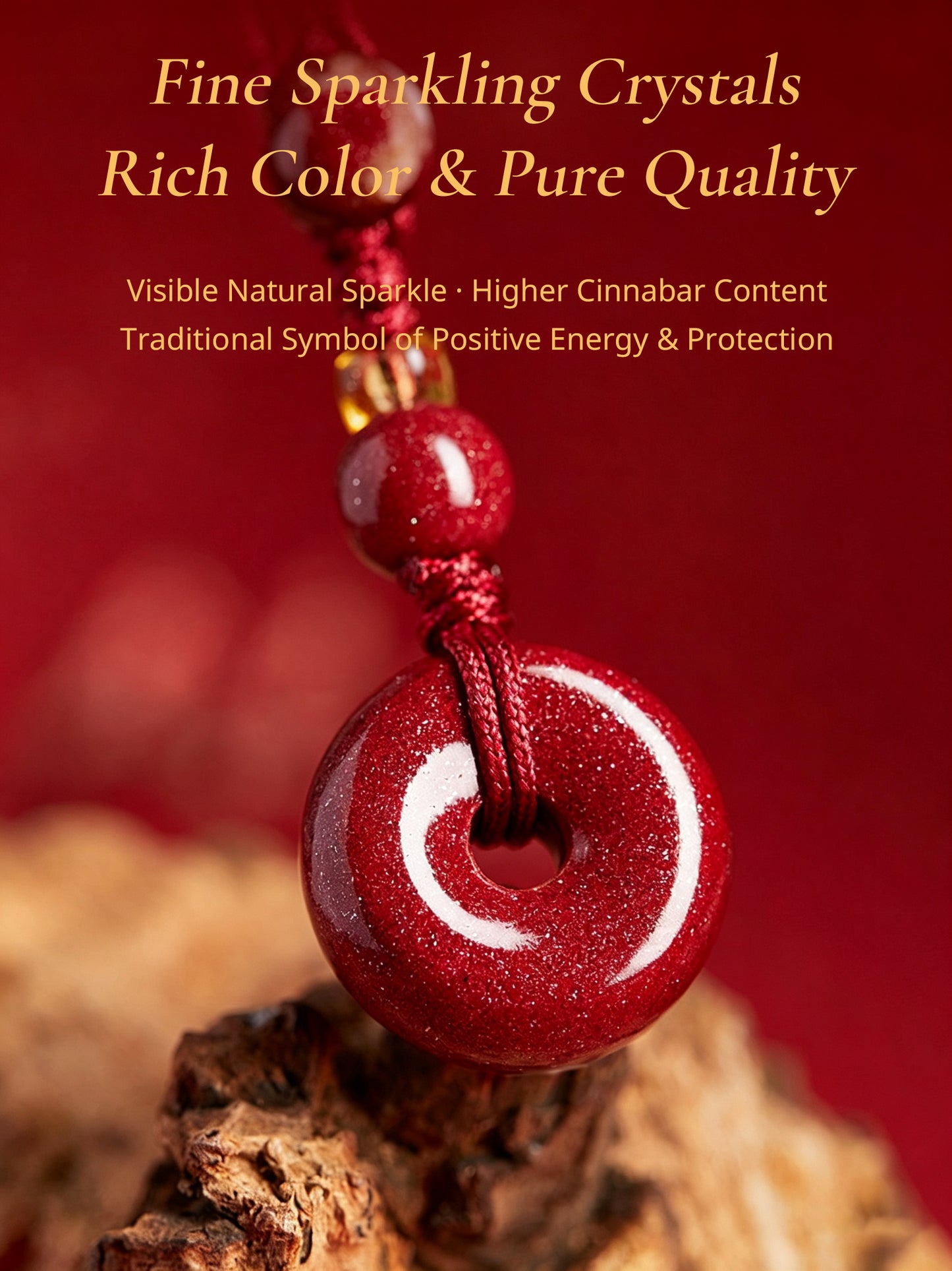 High Purity Cinnabar Pendant Charm - Chinese Feng Shui Lucky Car Keychain with Peace Pendant, Hulu Gourd & Pi Xiu Protection Charm