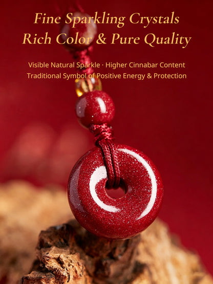 High Purity Cinnabar Pendant Charm - Chinese Feng Shui Lucky Car Keychain with Peace Pendant, Hulu Gourd & Pi Xiu Protection Charm