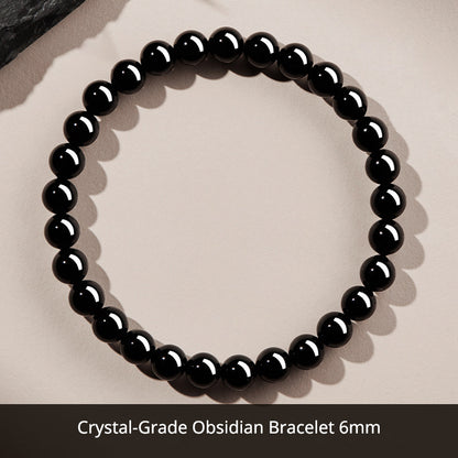 Natural Black Obsidian Bracelet for Men – Crystal Jewelry Father's Day Gift for Dad