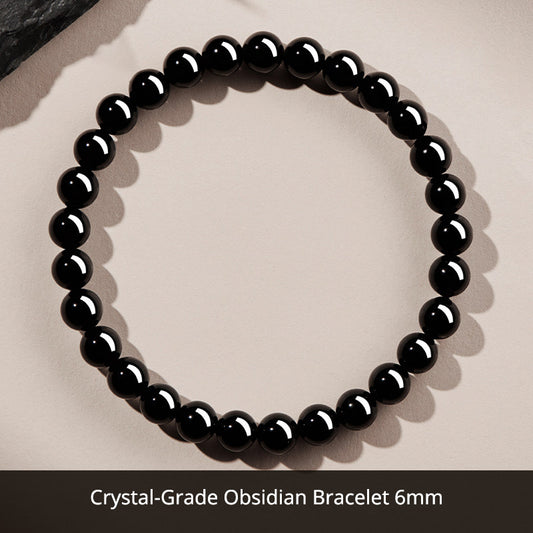 Natural Black Obsidian Bracelet for Men – Crystal Jewelry Father's Day Gift for Dad
