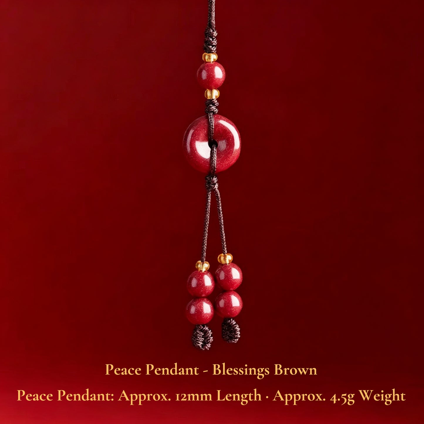High Purity Cinnabar Pendant Charm - Chinese Feng Shui Lucky Car Keychain with Peace Pendant, Hulu Gourd & Pi Xiu Protection Charm