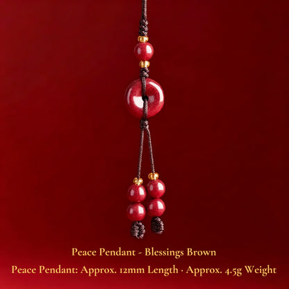 High Purity Cinnabar Pendant Charm - Chinese Feng Shui Lucky Car Keychain with Peace Pendant, Hulu Gourd & Pi Xiu Protection Charm