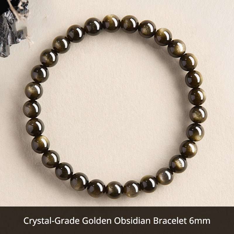 Natural Black Obsidian Bracelet for Men – Crystal Jewelry Father's Day Gift for Dad