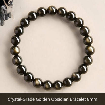 Natural Black Obsidian Bracelet for Men – Crystal Jewelry Father's Day Gift for Dad