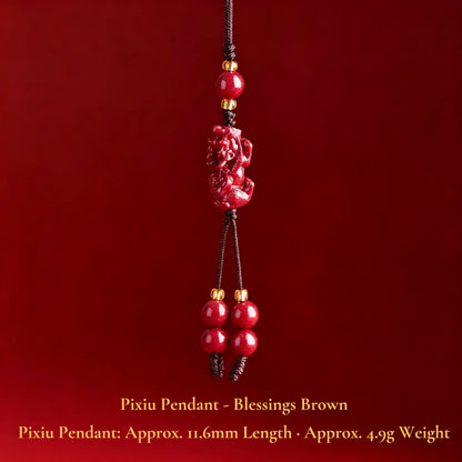 High Purity Cinnabar Pendant Charm - Chinese Feng Shui Lucky Car Keychain with Peace Pendant, Hulu Gourd & Pi Xiu Protection Charm