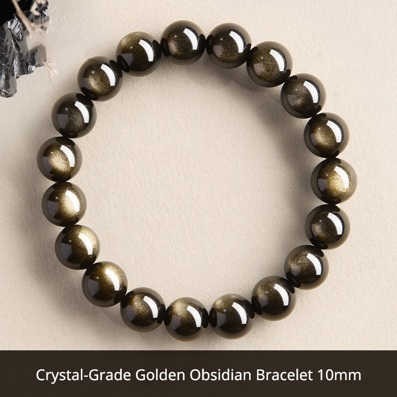Natural Black Obsidian Bracelet for Men – Crystal Jewelry Father's Day Gift for Dad