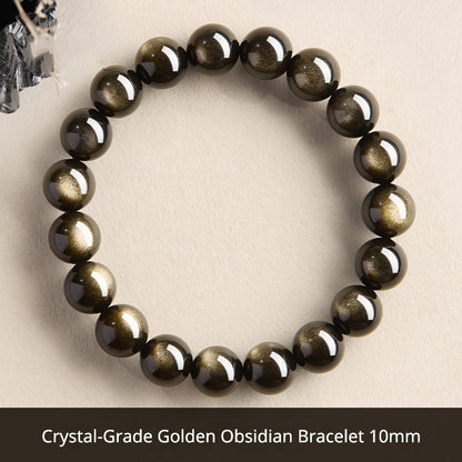 Natural Black Obsidian Bracelet for Men – Crystal Jewelry Father's Day Gift for Dad