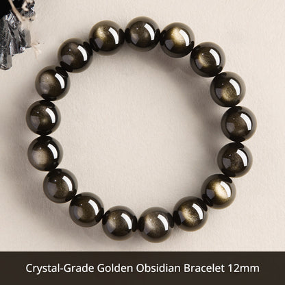 Natural Black Obsidian Bracelet for Men – Crystal Jewelry Father's Day Gift for Dad