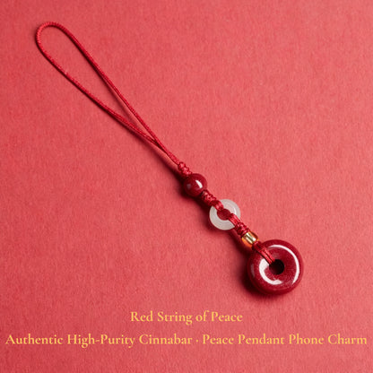 High Purity Cinnabar Pendant Charm - Chinese Feng Shui Lucky Car Keychain with Peace Pendant, Hulu Gourd & Pi Xiu Protection Charm