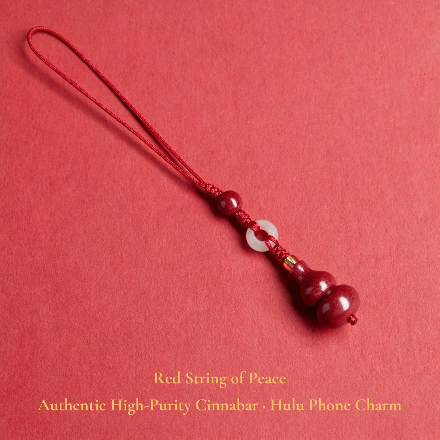 High Purity Cinnabar Pendant Charm - Chinese Feng Shui Lucky Car Keychain with Peace Pendant, Hulu Gourd & Pi Xiu Protection Charm