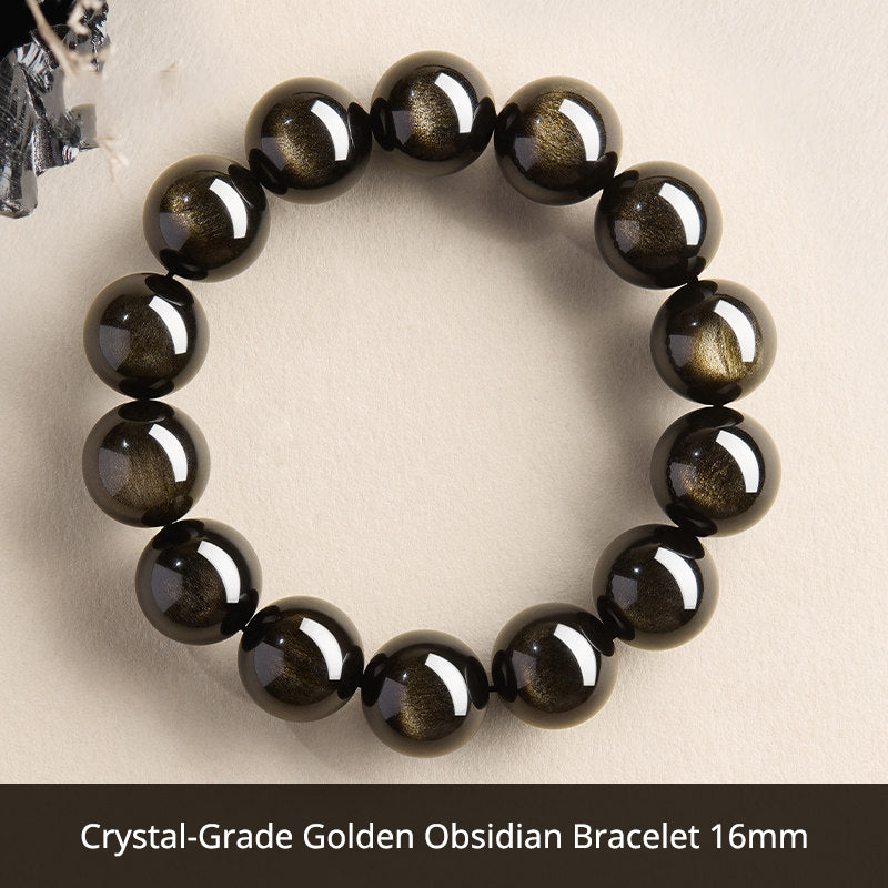 Natural Black Obsidian Bracelet for Men – Crystal Jewelry Father's Day Gift for Dad