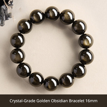 Natural Black Obsidian Bracelet for Men – Crystal Jewelry Father's Day Gift for Dad