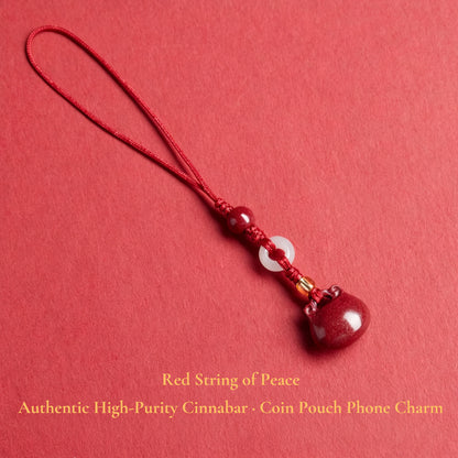 High Purity Cinnabar Pendant Charm - Chinese Feng Shui Lucky Car Keychain with Peace Pendant, Hulu Gourd & Pi Xiu Protection Charm