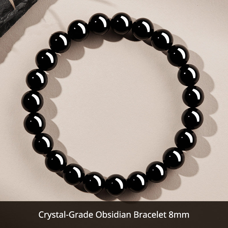 Natural Black Obsidian Bracelet for Men – Crystal Jewelry Father's Day Gift for Dad