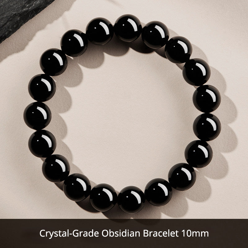 Natural Black Obsidian Bracelet for Men – Crystal Jewelry Father's Day Gift for Dad