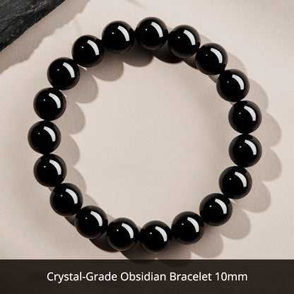 Natural Black Obsidian Bracelet for Men – Crystal Jewelry Father's Day Gift for Dad