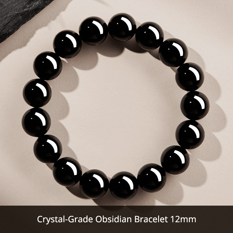 Natural Black Obsidian Bracelet for Men – Crystal Jewelry Father's Day Gift for Dad