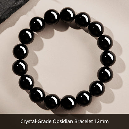 Natural Black Obsidian Bracelet for Men – Crystal Jewelry Father's Day Gift for Dad