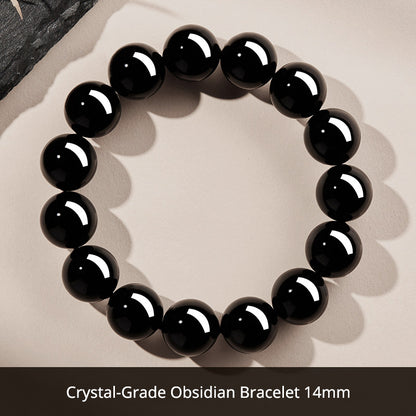 Natural Black Obsidian Bracelet for Men – Crystal Jewelry Father's Day Gift for Dad