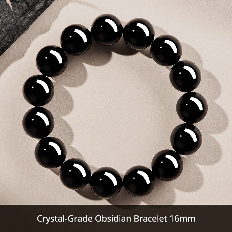Natural Black Obsidian Bracelet for Men – Crystal Jewelry Father's Day Gift for Dad
