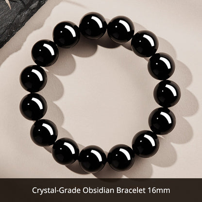 Natural Black Obsidian Bracelet for Men – Crystal Jewelry Father's Day Gift for Dad